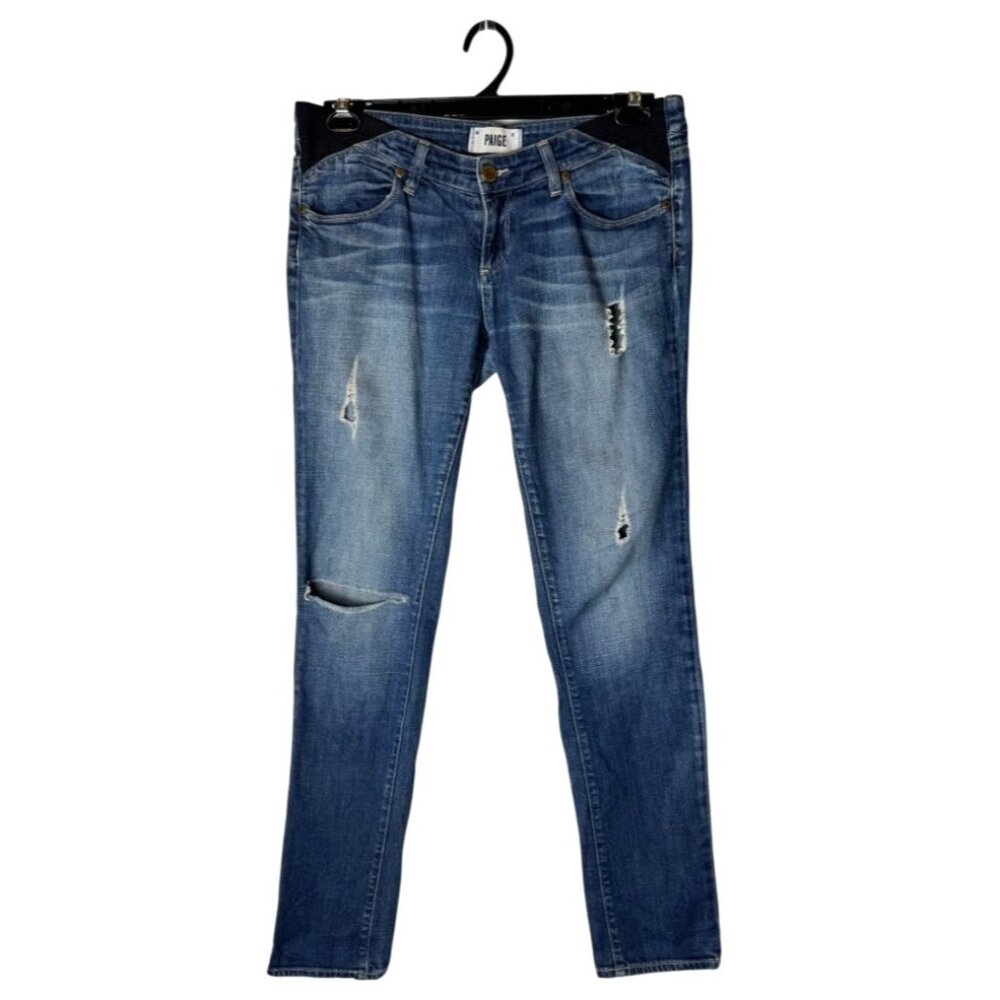 Paige Jeans Women Maternity‎ 26 Blue Deniim Tawni Destruction Jimmy Jimmy Skinny